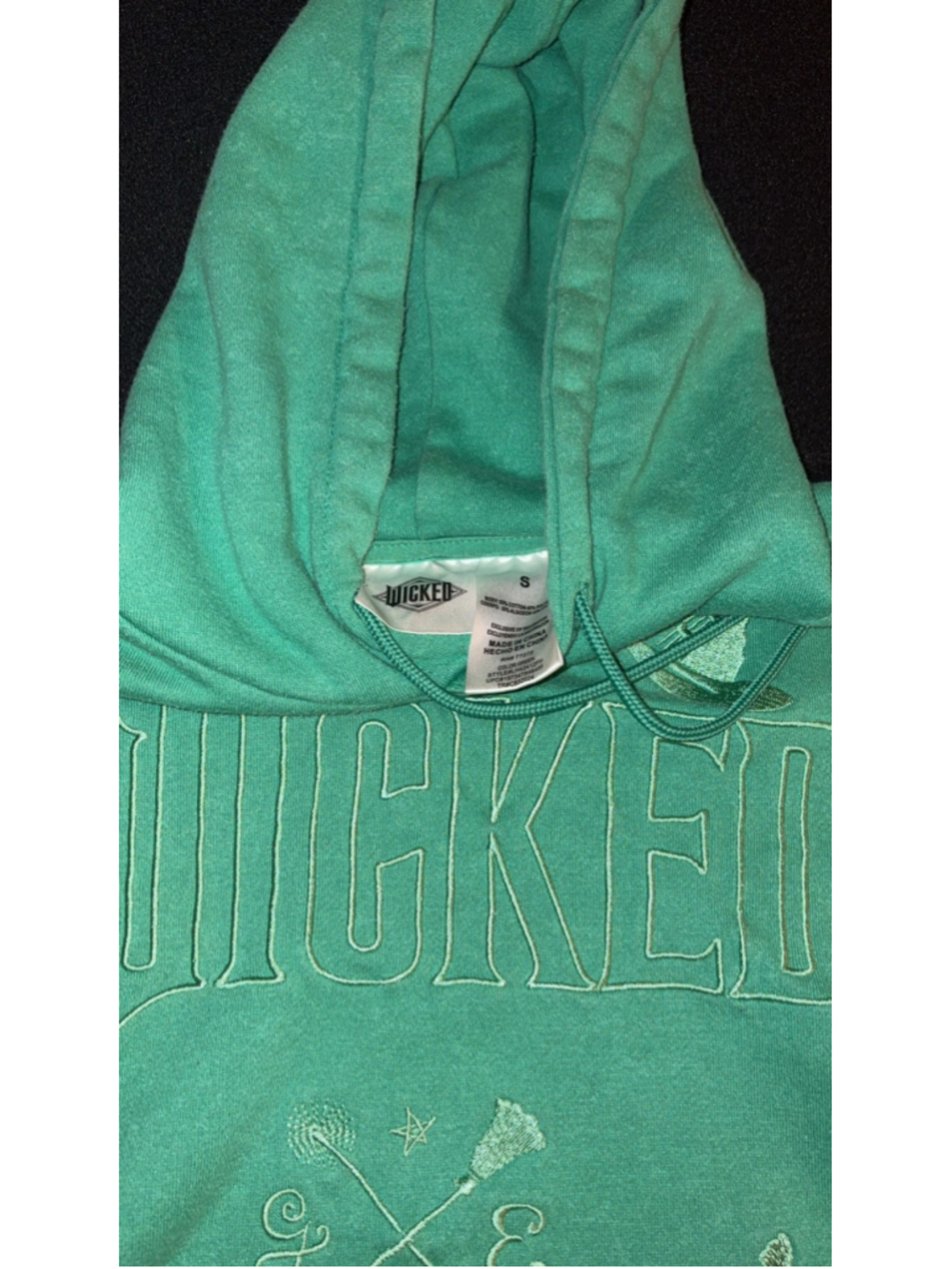 Wicked the Musical Official Merchandise Elphaba Green Hoodie whimsical size S